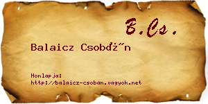 Balaicz Csobán névjegykártya
